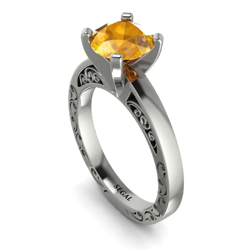 women’s statement engagement rings-Vintage Solitaire Yellow Diamond Ring - Vera No. 1003