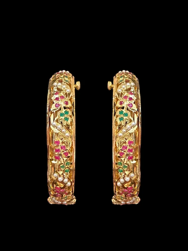 women’s stacked bangles-B197 Jadau  bangles ( ruby emerald   ) ( READY TO SHIP)