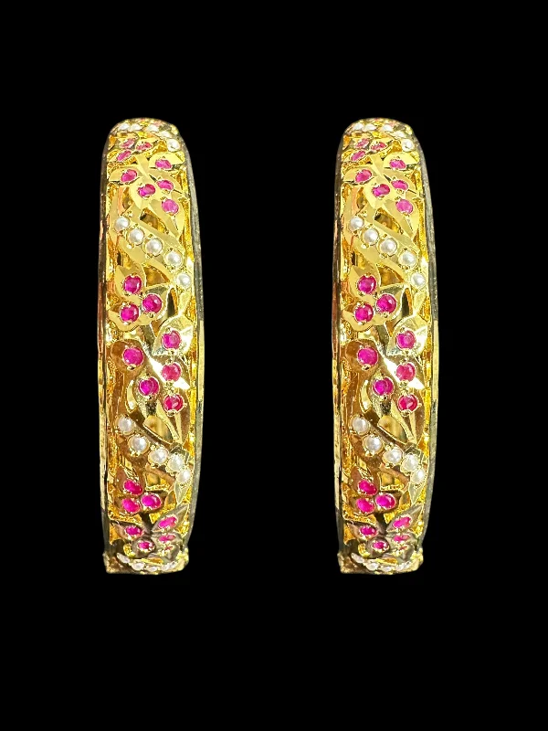 women’s tennis bangles-B311 Jadau  bangles ( Ruby pearl   ) ( READY TO SHIP)