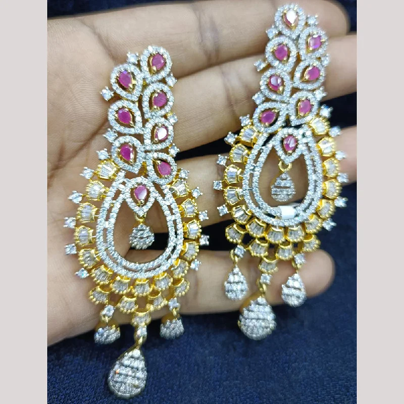 women’s hoop earrings with gems-Jain Jewellers Gold Plated Ad Stone Dangler Earrings