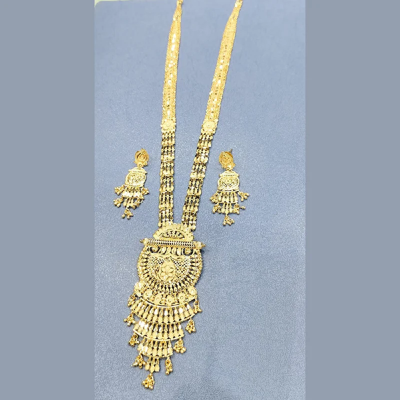 women’s diamond statement necklaces-Sunrise Gold  Forming  Long Necklace Set