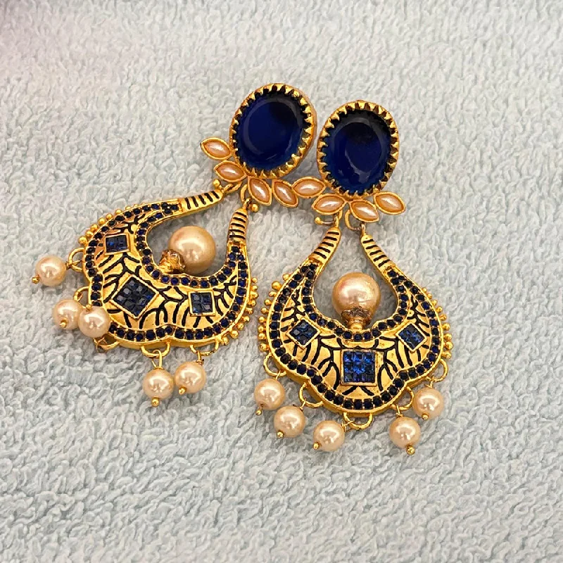 women’s luxury gold earrings-Jewel Addiction Gold Plated Pota Stone And Pearls Dangler Earrings