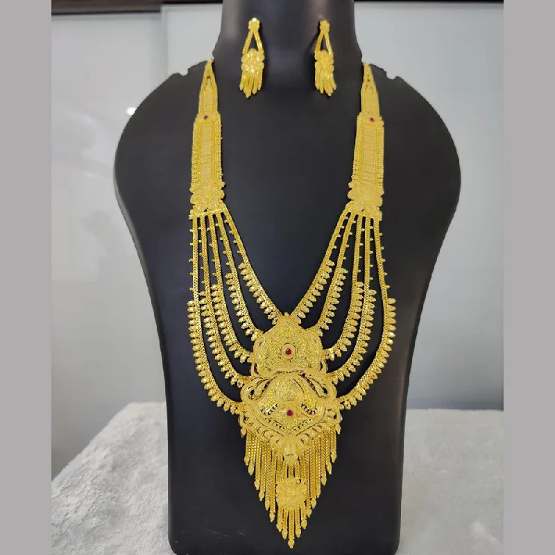 women’s butterfly necklaces-Pari Art Jewellery Forming Gold Multi Layer Long Necklace Set