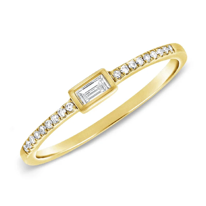 women’s small engagement rings-14K Gold Baguette Diamond Ring