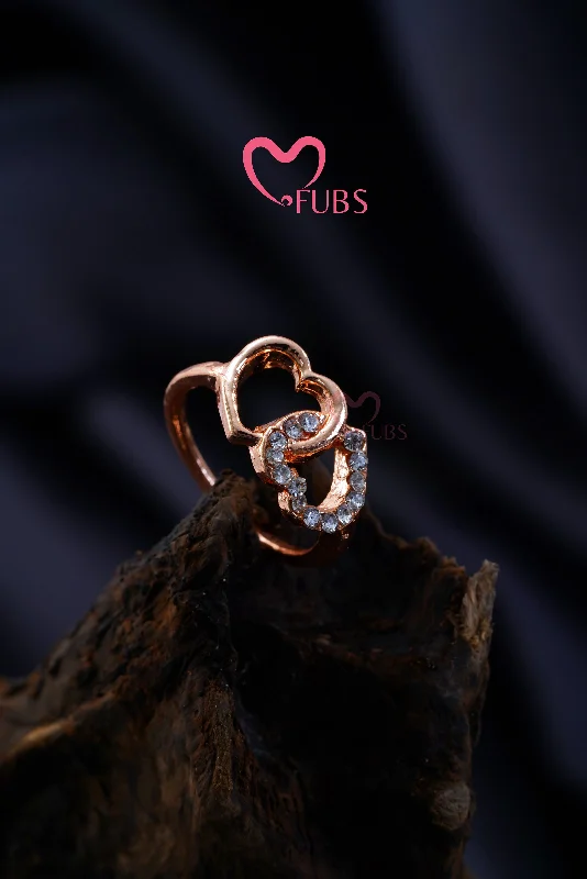 women’s oval rings-Embrace Sparkle Gold Heart Ring