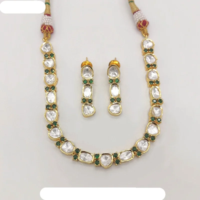 women’s gemstone layered necklaces-Amoliya Jewels Polki Kundan Necklace Set