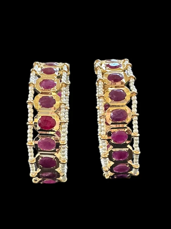 women’s beaded bracelets-B156 Hyderabadi gold plated bangles in Ruby ( READY TO SHIP )