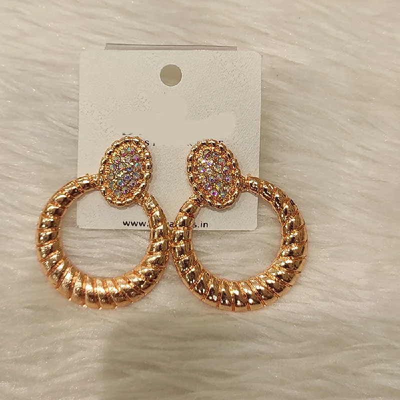 women’s gold-plated earrings-Dhwani Rose Gold Plated Austrian Stone Dangler Earrings (Assorted Color)