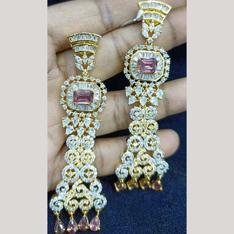 women’s adjustable earrings-Jain Jewellers Gold Plated Ad Stone Dangler Earrings