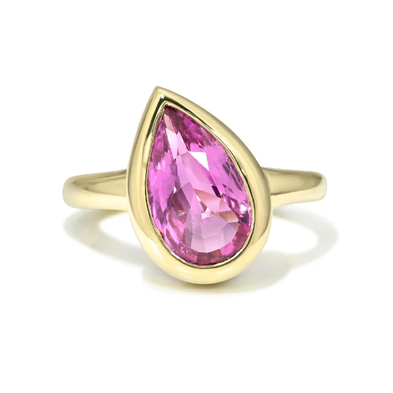 women’s gemstone rings-Slanted Pear Shape Pink Sapphire Ring | Ready to Ship