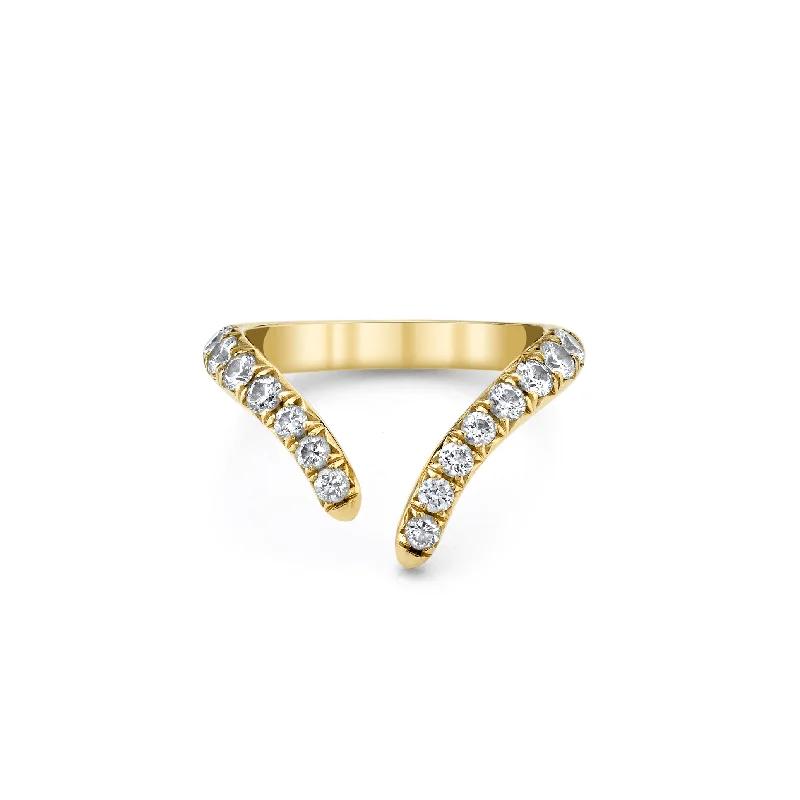 women’s platinum rings-French Pavé Diamond Tusk Ring | Ready to Ship