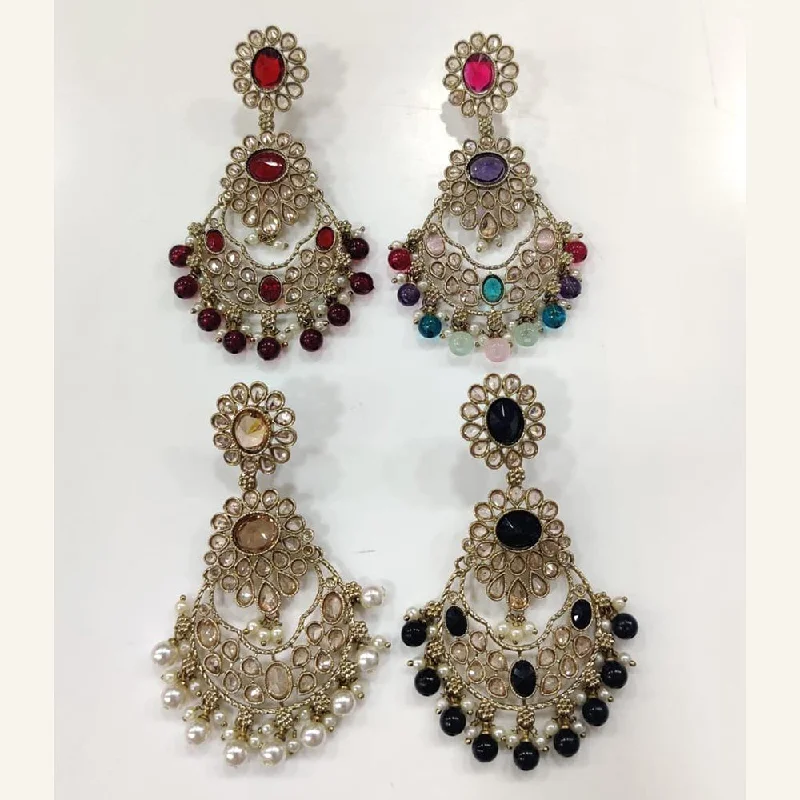 women’s oval earrings-Kavita Art Gold Plated Crystal Stone Dangler Earrings (1 Piece Only)