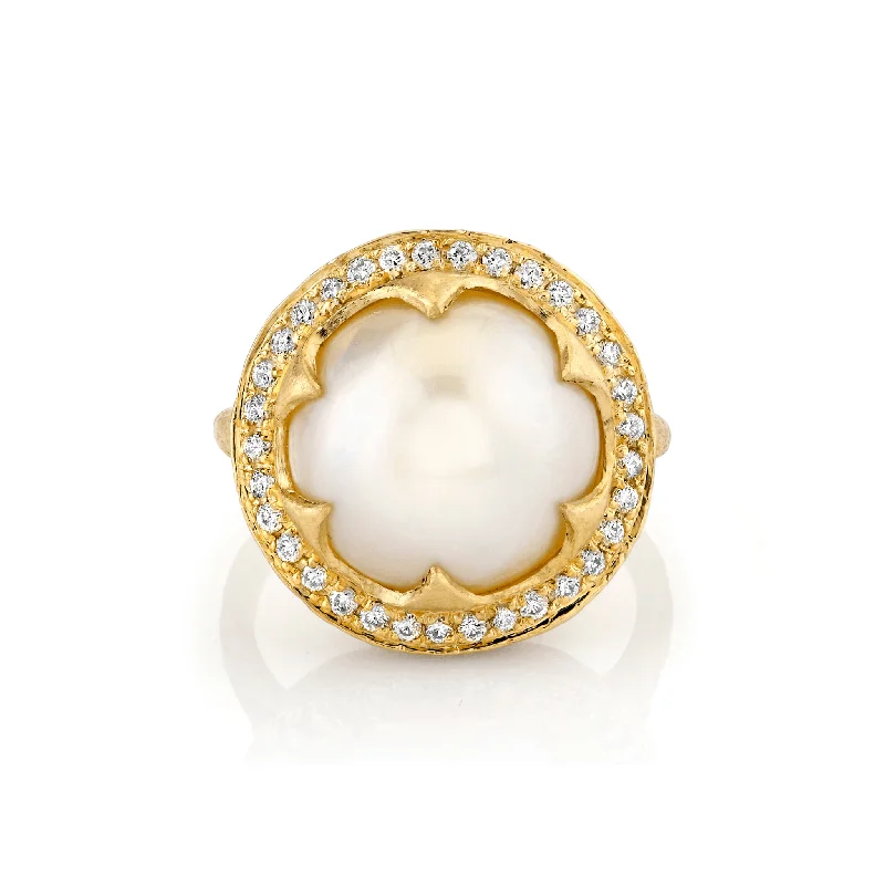 women’s star rings-Queen Saturn Pearl Ring