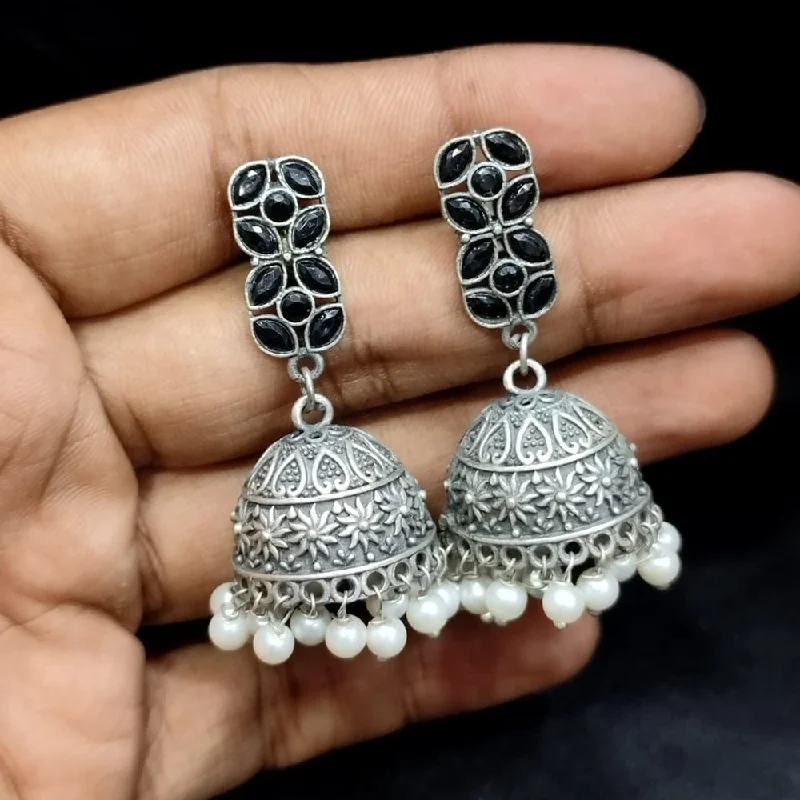 women’s sapphire stud earrings-Manisha Jewellery Oxidised Plated Crystal Stone Jhumki Earrings