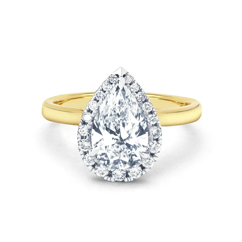 women’s vintage-style rings-Eternal Water Drop Diamond Setting with Full Pavé Halo