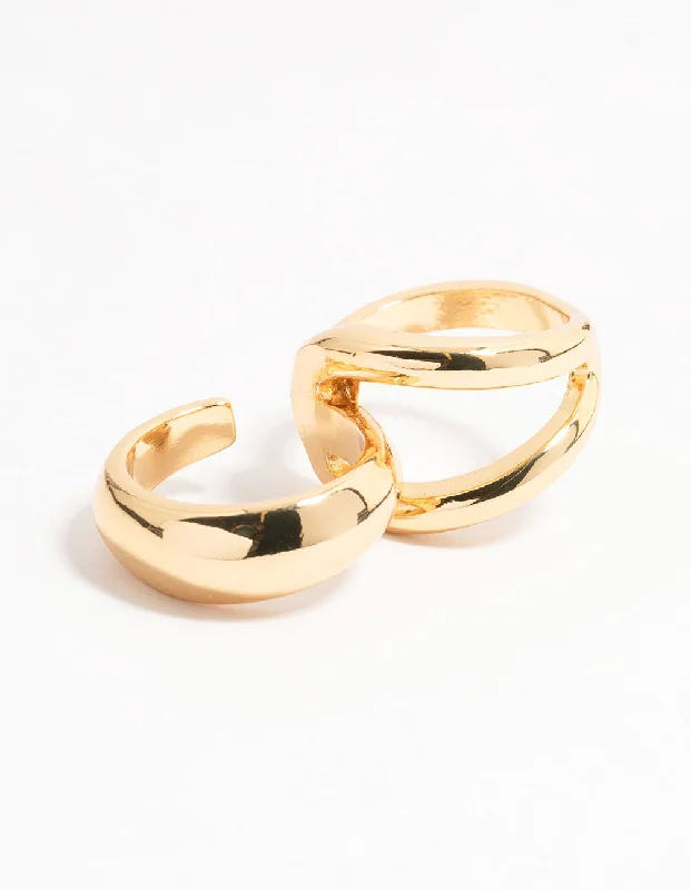 women’s custom engagement rings-Gold Plated Looped Double Ring