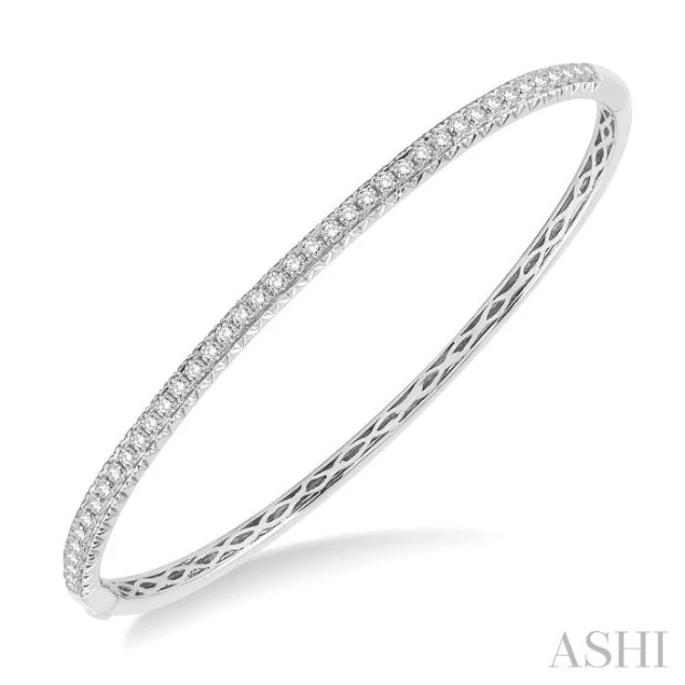 women’s charm bangles-1 Ctw Round Cut Diamond Stackable Bangle in 14K White Gold