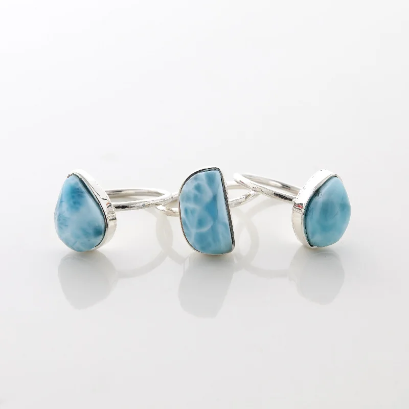 women’s luxurious rings-Larimar Ring Trio Theresa