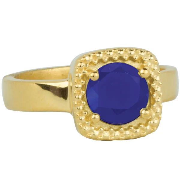 women’s elegant rings-Let it Glow Ring in Gold and Blue Chalcedony