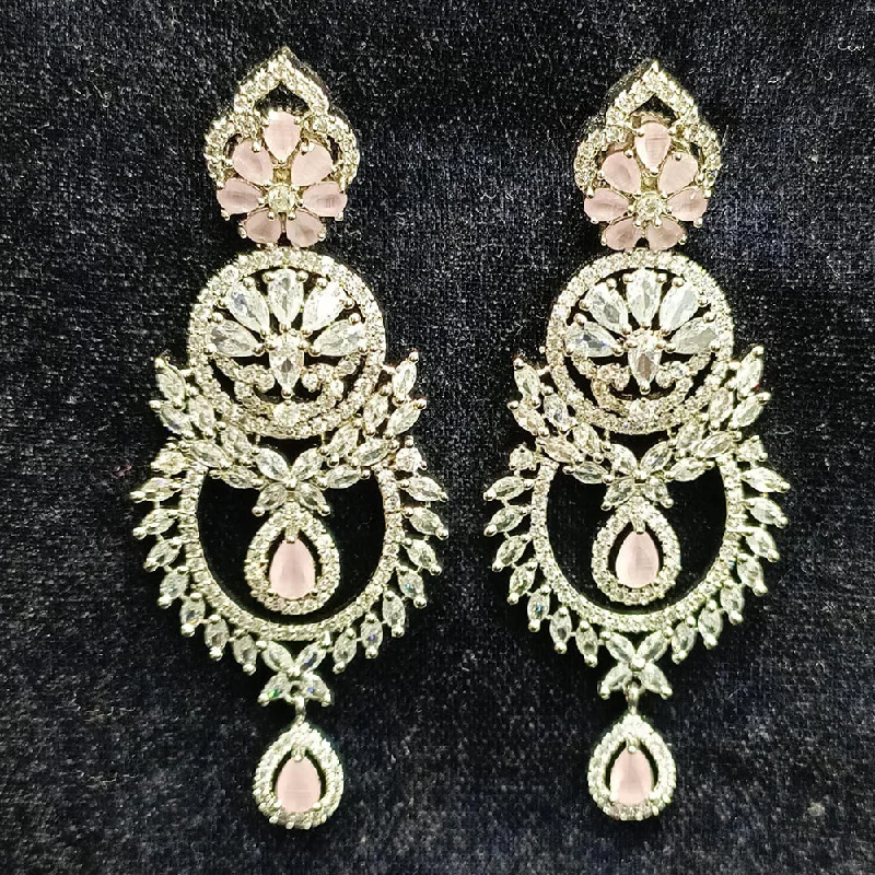 women’s cubic zirconia earrings-Jain Jewellers Silver Plated AD Dangler Earrings