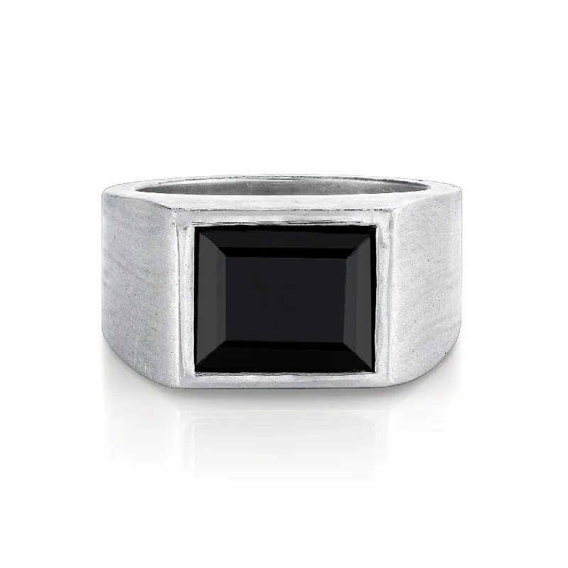 women’s gold-plated rings-Men's Onyx Signet Ring