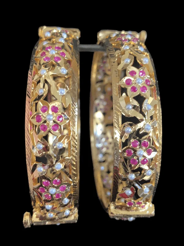 women’s crystal charm bracelets-B113 Jadau  bangles ( ruby    ) ( READY TO SHIP)