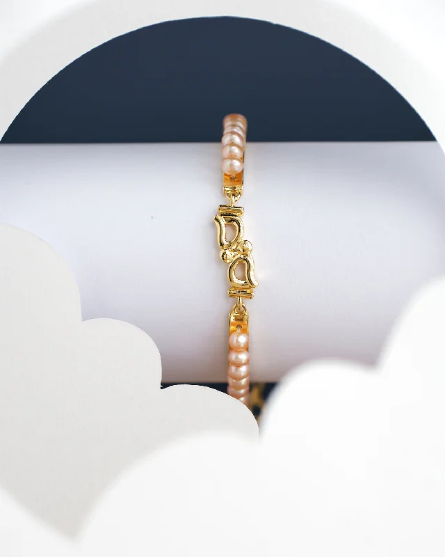 women’s gold chain bracelets-Kyra Pearl Bangle for kids