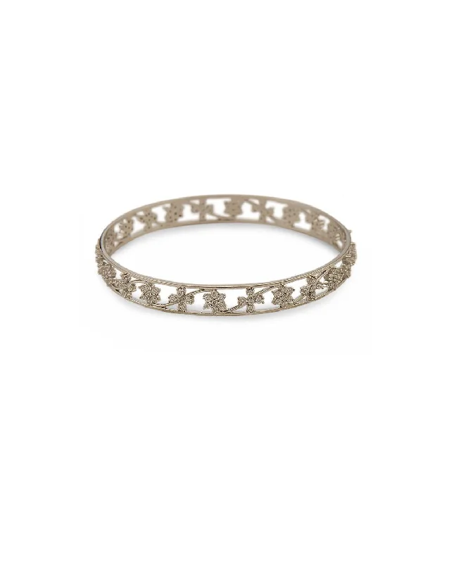 women’s engraved bracelets-Stunning Stone studded Silver Bangle