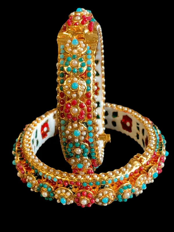 women’s bridal bracelets-B48 Navratan  rajwadi style bangles (READY TO SHIP   )