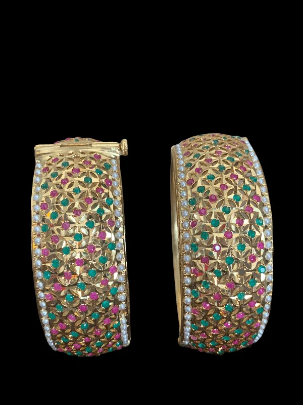 women’s sapphire bangles-B190 Ruby emerald jadau bangles(SHIPS IN 4 WEEKS)