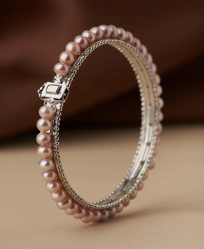 women’s cuff bracelets-Classy Real Pearl Bangle