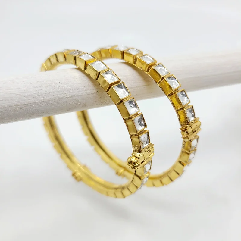 women’s layered bracelets-Adria Kundan Bangles