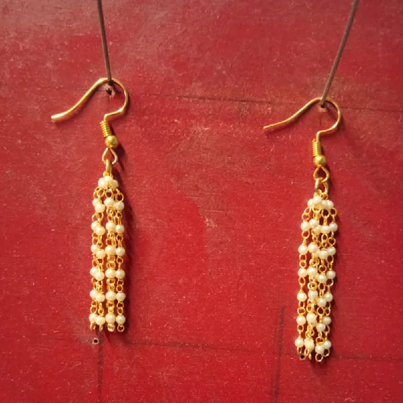 women’s handmade earrings-Niyansh Bangles Gold Plated Pearl Dangler Earrings