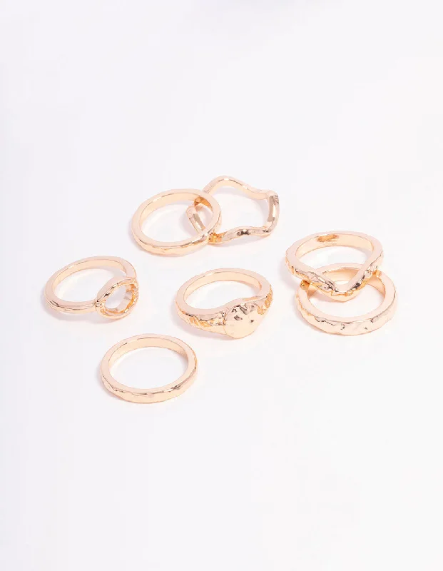 women’s opal rings-Gold Molten Organic Ball Ring 7-Pack