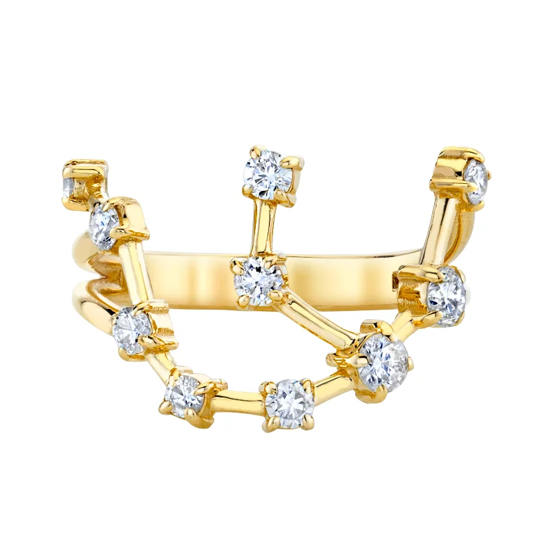 women’s delicate rings-14k Prong Set Aquarius Constellation Ring | Ready to Ship