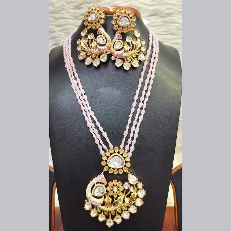 women’s freshwater pearl necklaces-Jain Jewellers Gold Plated  Kundan And Pearl Long Necklace Set