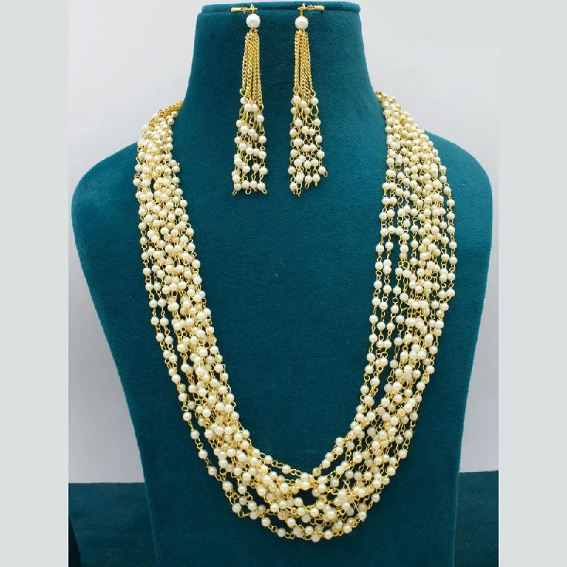 women’s anniversary necklaces-Manisha Jewellery Gold Plated Pearls Necklace Set