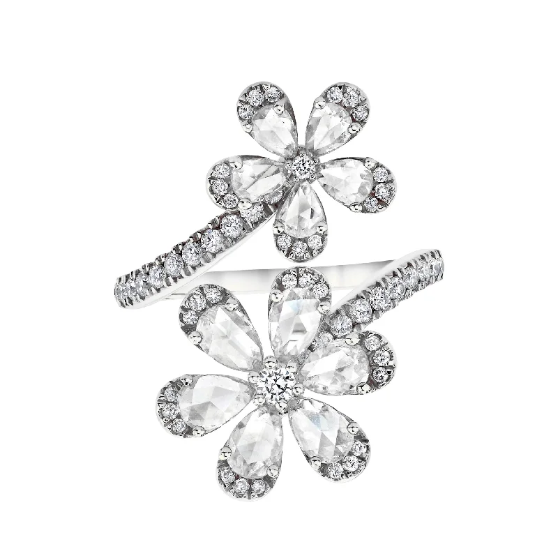 women’s star rings-Eternal Jardin Rose Cut Diamond Double Flower Ring | Ready to Ship