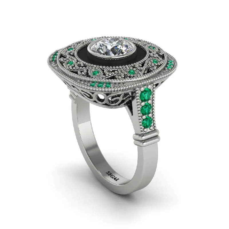 women’s custom engagement rings with diamonds-Fancy Art Deco Diamond Ring - Pauline No. 18