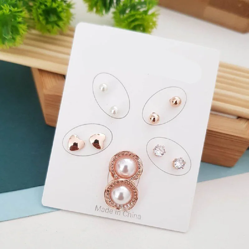 women’s minimalistic earrings-Aamrapali Korean Style Stud Earrings Combo