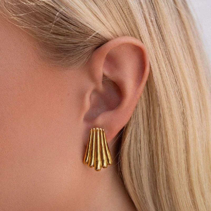 women’s personalized earrings-Manath Jewels Gold Plated Matte Finish Korean Style Stud Earrings