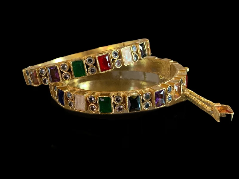 women’s silver bracelets-B45 Kundan bangles- multicolor (SHIPS IN 4 WEEKS )