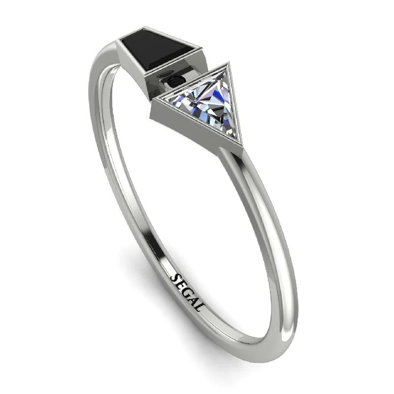 women’s halo diamond engagement rings-Geometrical Arrow Black Diamond Ring - Gracie No. 33