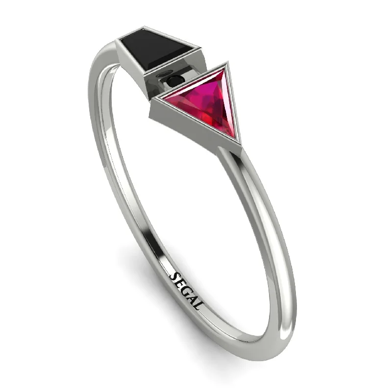 women’s emerald cut diamond engagement rings-Geometrical Arrow Black Diamond Ring - Gracie No. 42