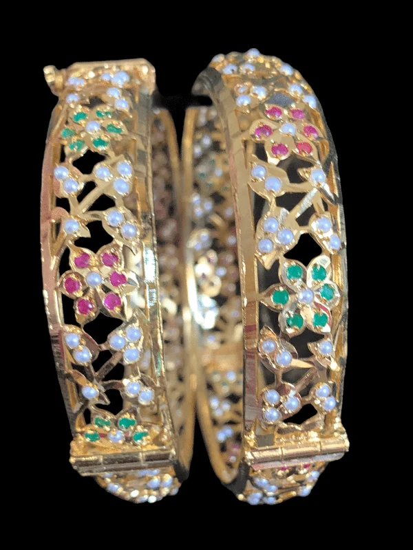 women’s luxurious bangles-B109 Jadau  bangles ( ruby emerald   ) ( READY TO SHIP)