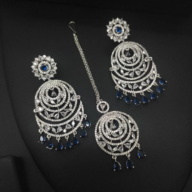 women’s handcrafted earrings-Aamrapali Silver Plated AD Earrings With Maangikka