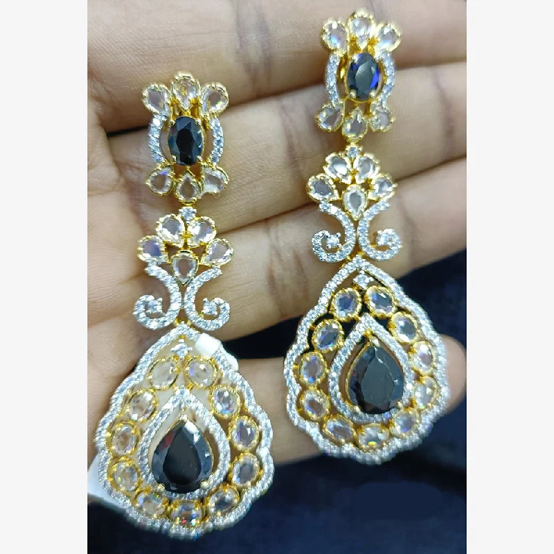 women’s rainbow earrings-Jain Jewellers Gold Plated Ad Stone Dangler Earrings