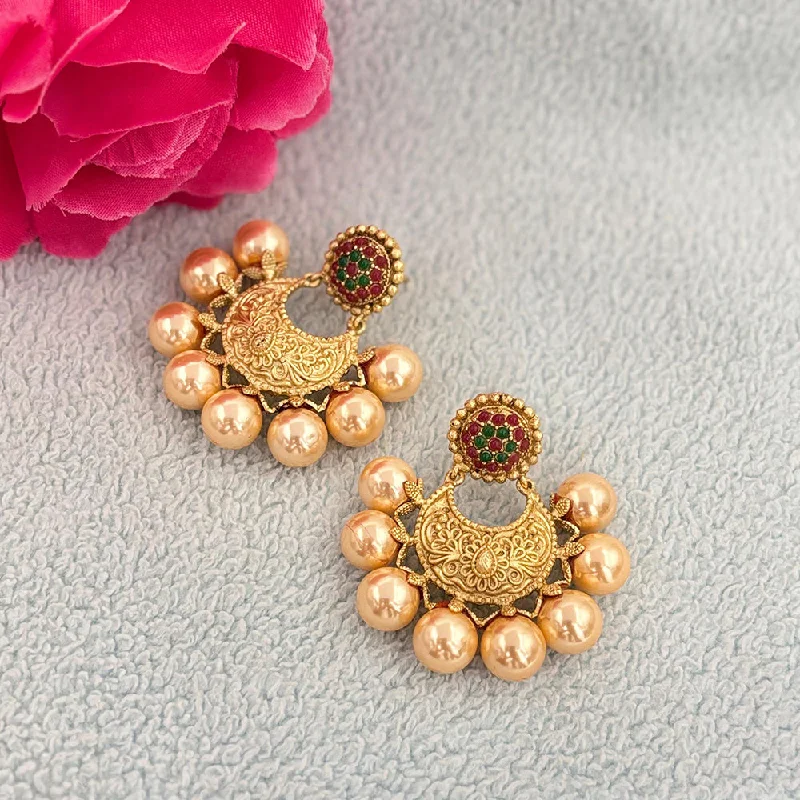 women’s stylish earrings-Jewel Addiction Gold Plated Austrian Stone And Pearls Dangler Earrings