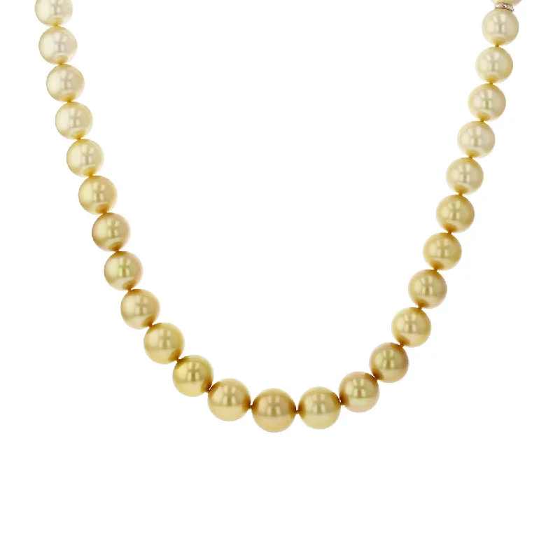 women’s freshwater pearl necklaces-Golden and White South Sea Cultured Pearl Necklace