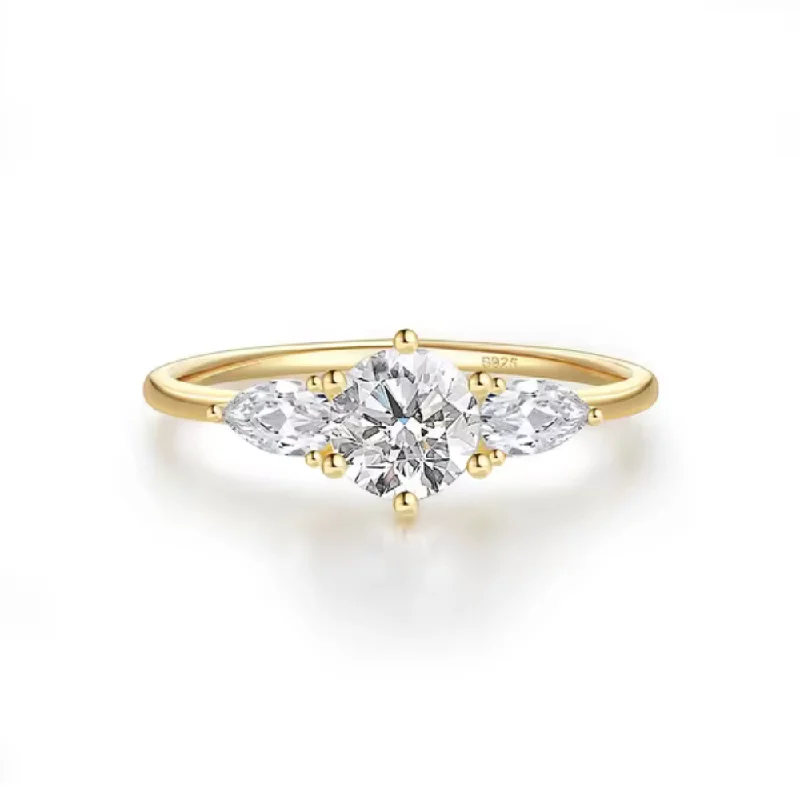 women’s diamond solitaire rings-Mirage Elegant Ring with Round-Cut AAAAA Cubic Zirconia